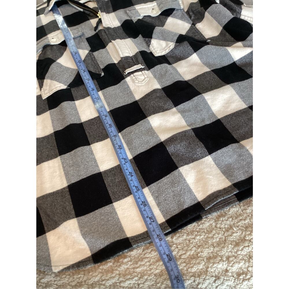 J.Crew Buffalo Plaid Flannel Half Zip Pullover Shirt Jacket Black White Size XL - Picture 9 of 10